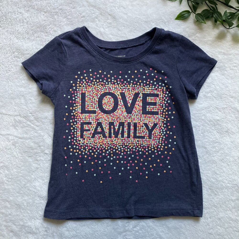 The Children’s Place 3T LOVE FAMILY Graphic Tee Navy Colourful Dot